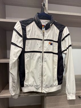Aviator Nation off White & Black Zip-Up Windbreaker Jacket